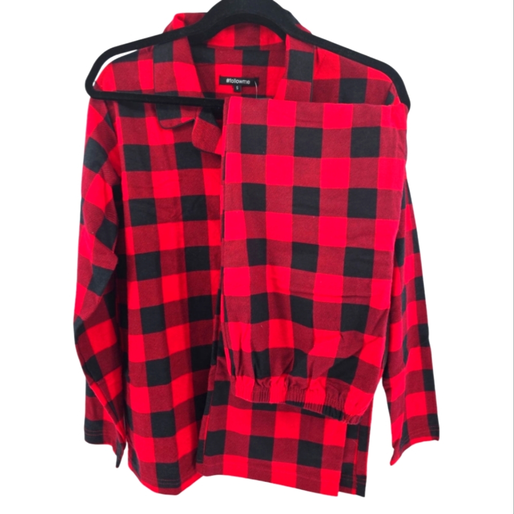 #followme NWT Pajama Set Size Small Buffalo Print Red & Black 100% Cotton